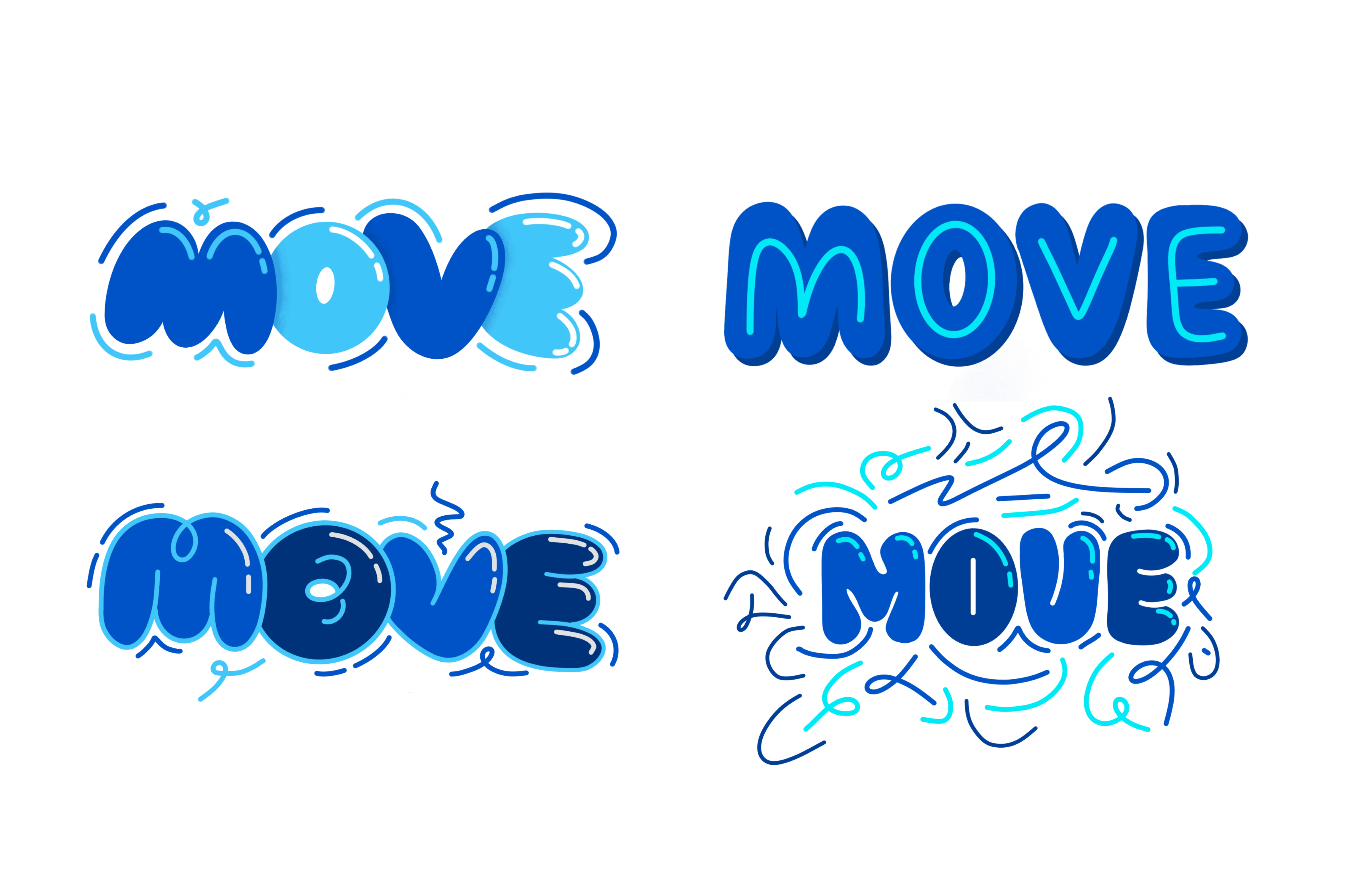 The word Move Sketched in a few different ways.