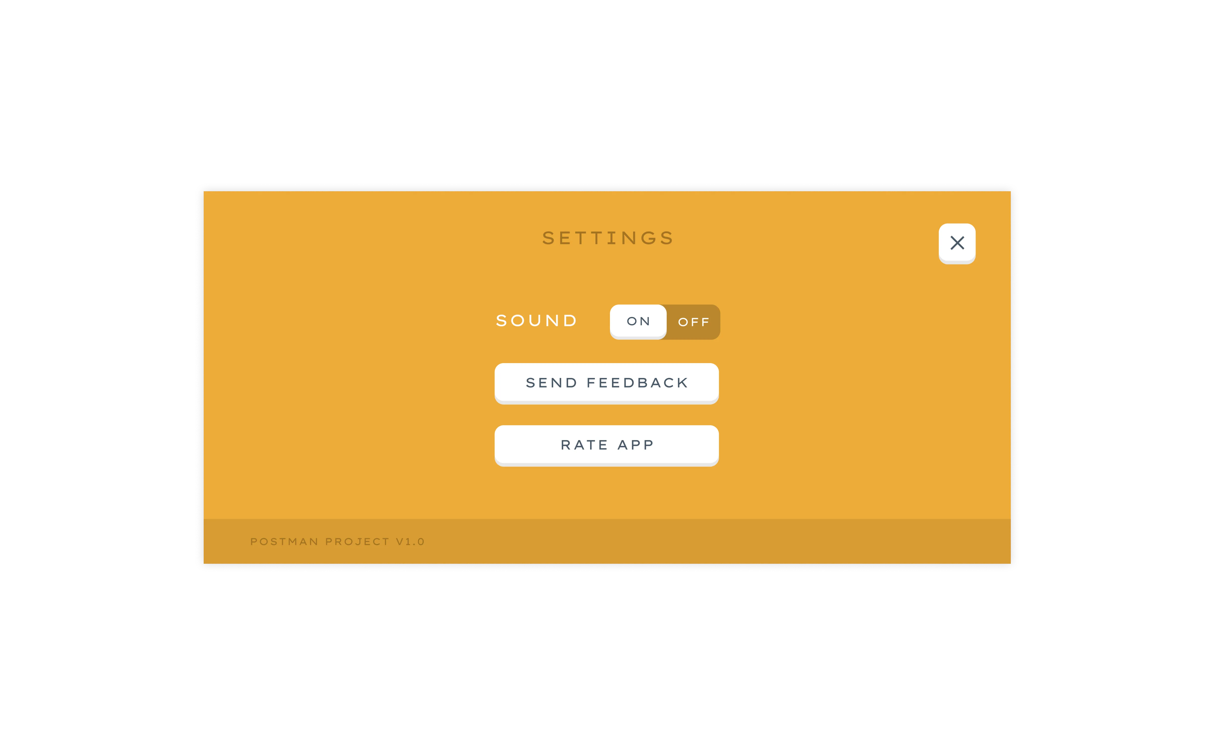 A simple settings screen on a yellow background
