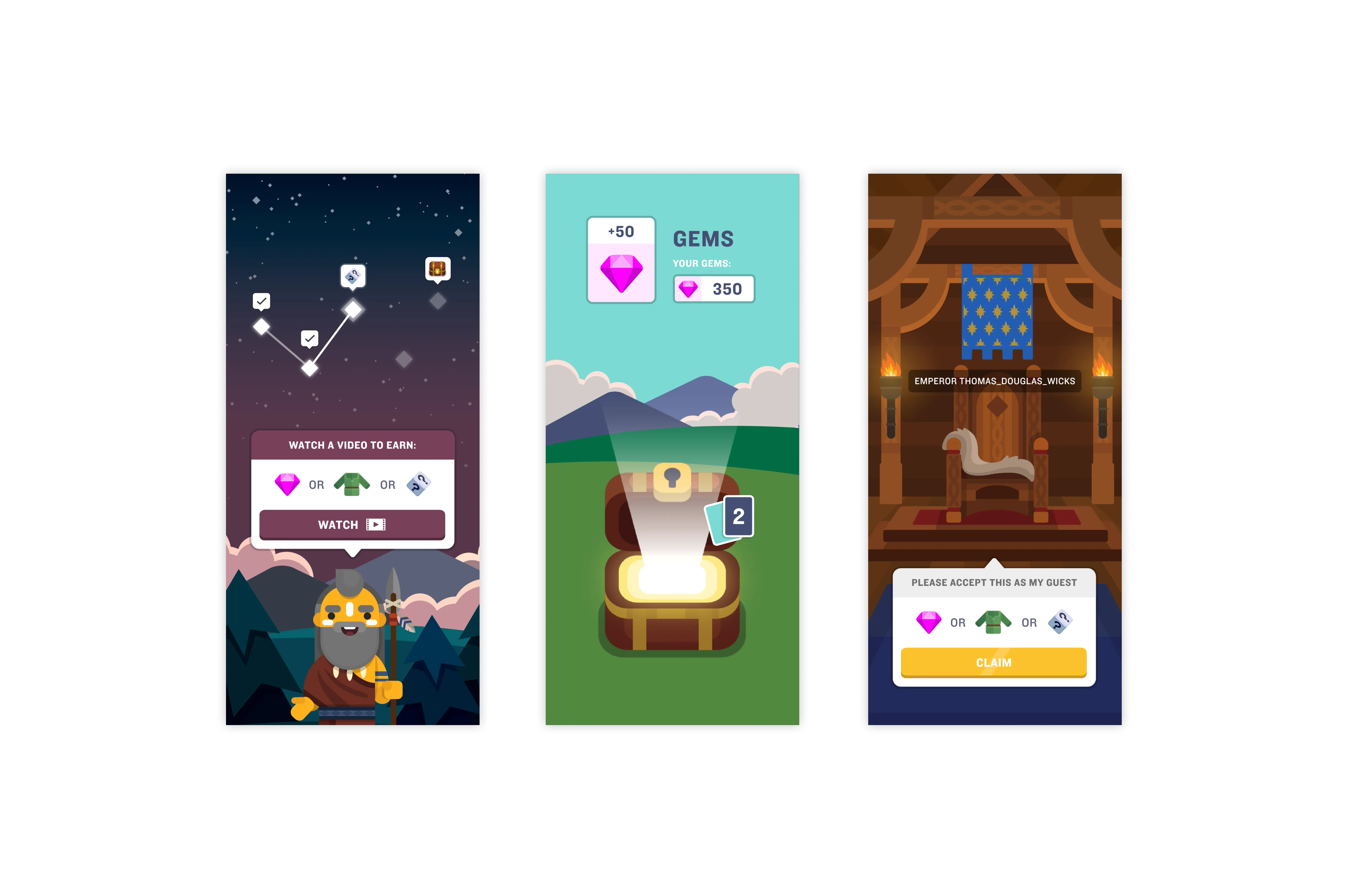 Run an Empire screenshots showing free to play mechanics.